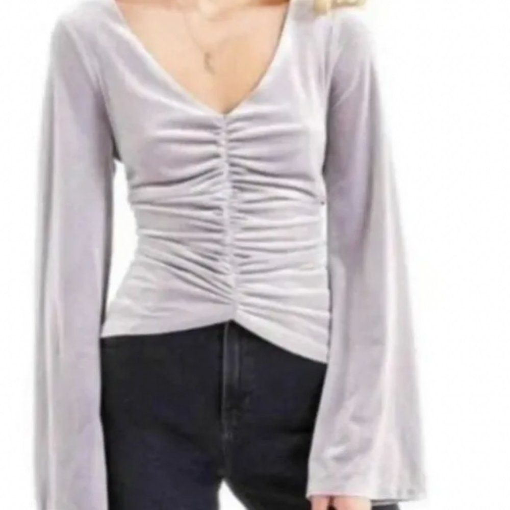 Urban Outfitters Silver Velvet Top